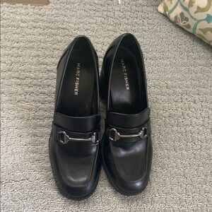 Marc Fisher Black Heeled Loafers